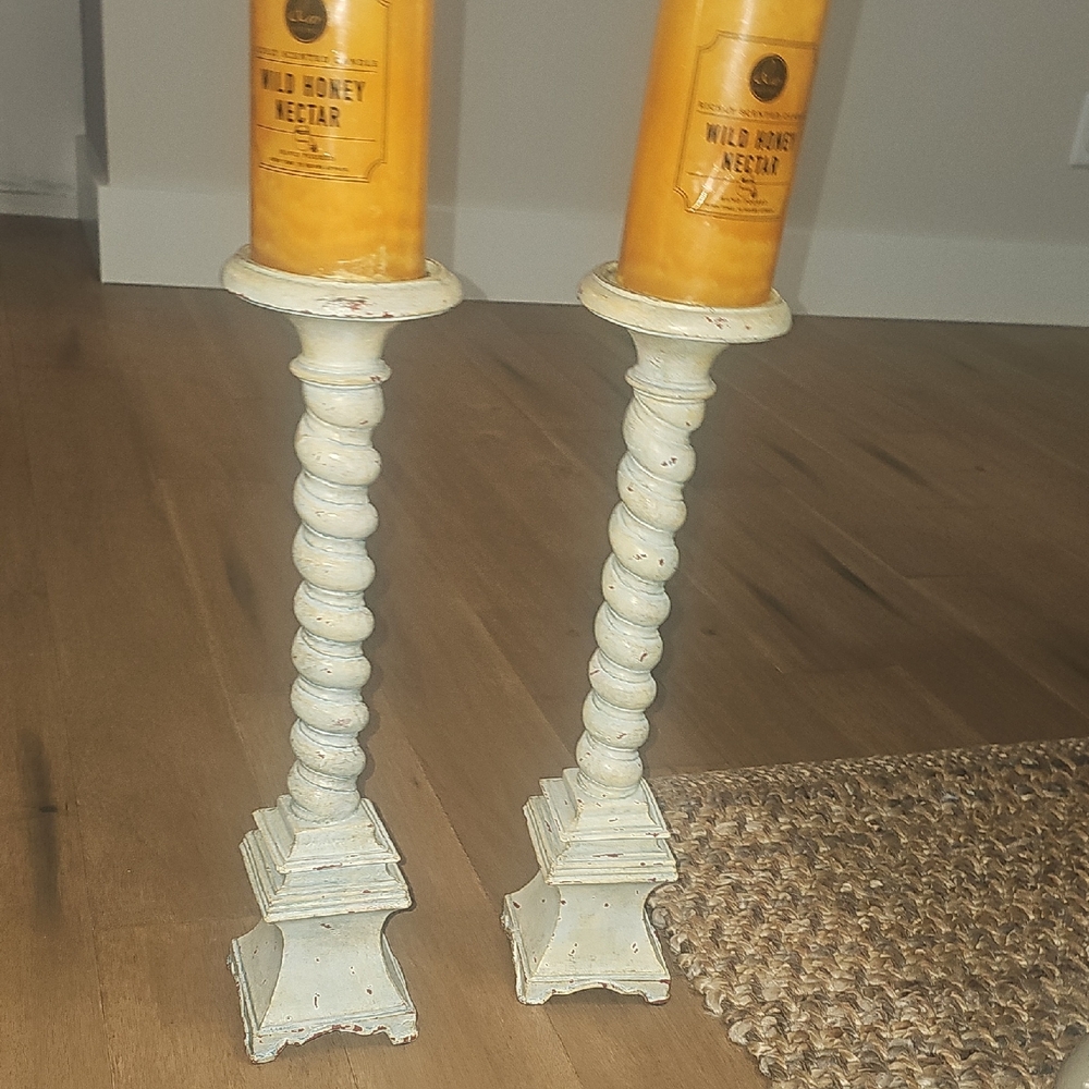 Wild Honey Nectar Candles on Cream Holders